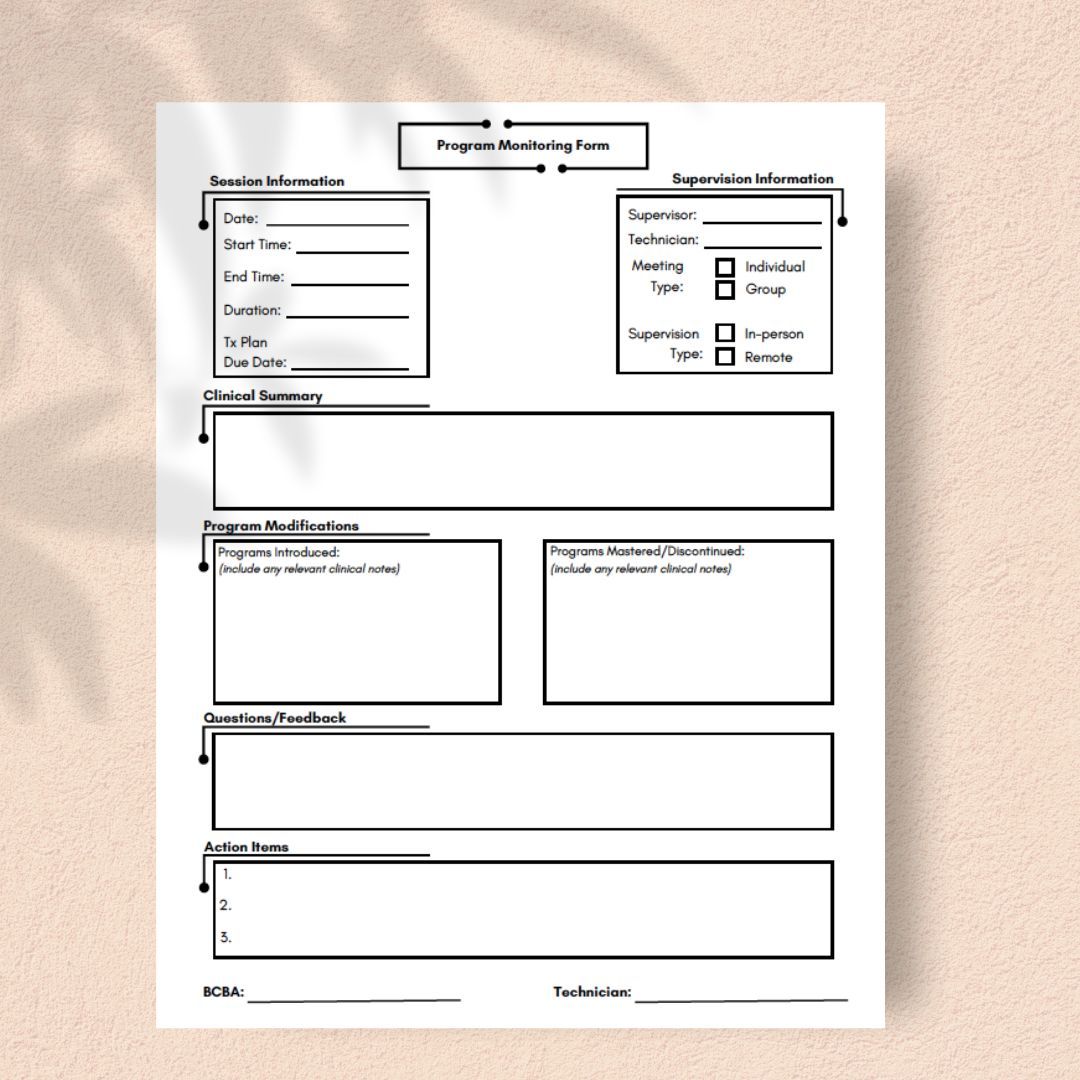 Program Monitoring Form
