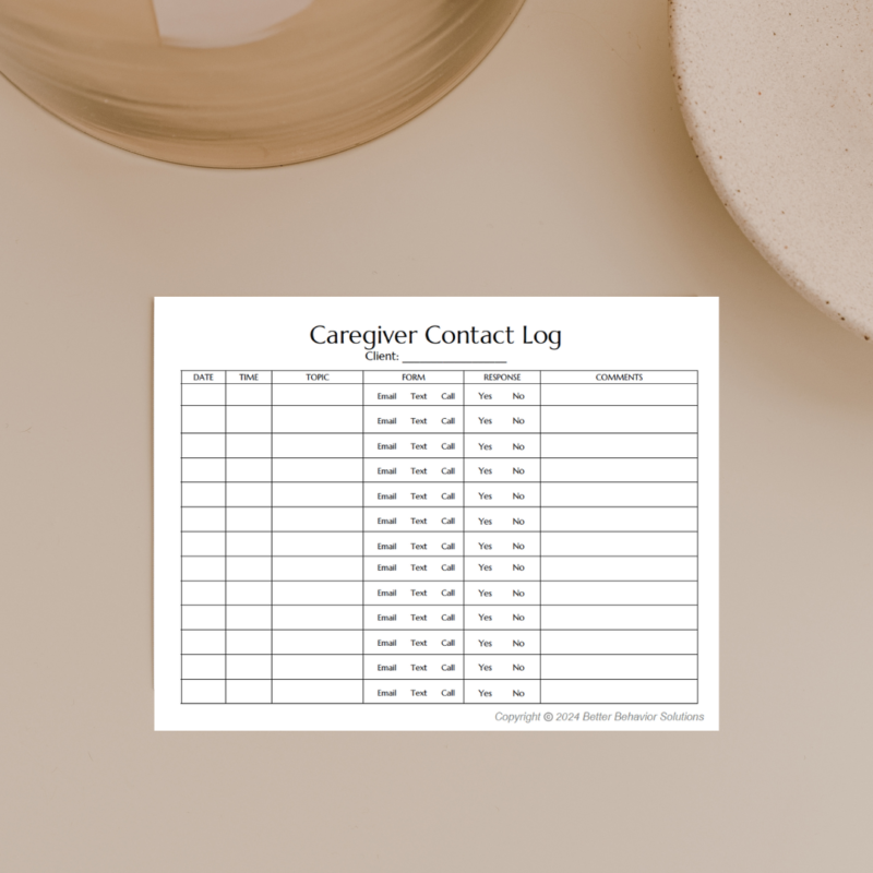 Caregiver Contact Log